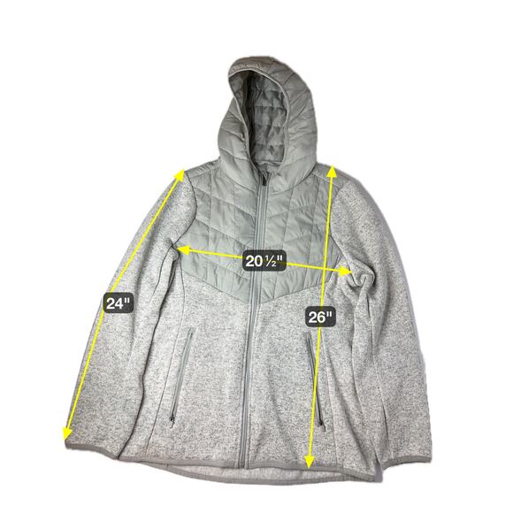 Kyodan Outdoor Ivory Green Zip Up Hooded Fleece Jacket Womens Size Large L - Picture 12 of 12